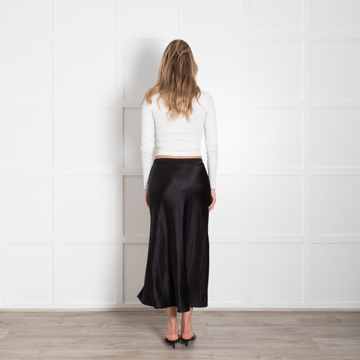 Anine Bing Black Stretchy Split Seam Silk Skirt