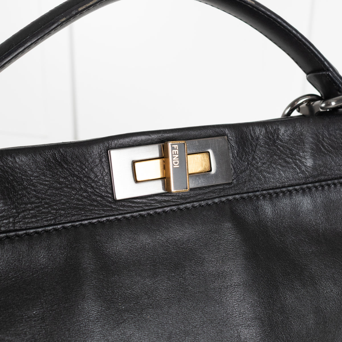 Fendi Vintage Peekaboo Large Leather & Cowhide 2 Way Handbag