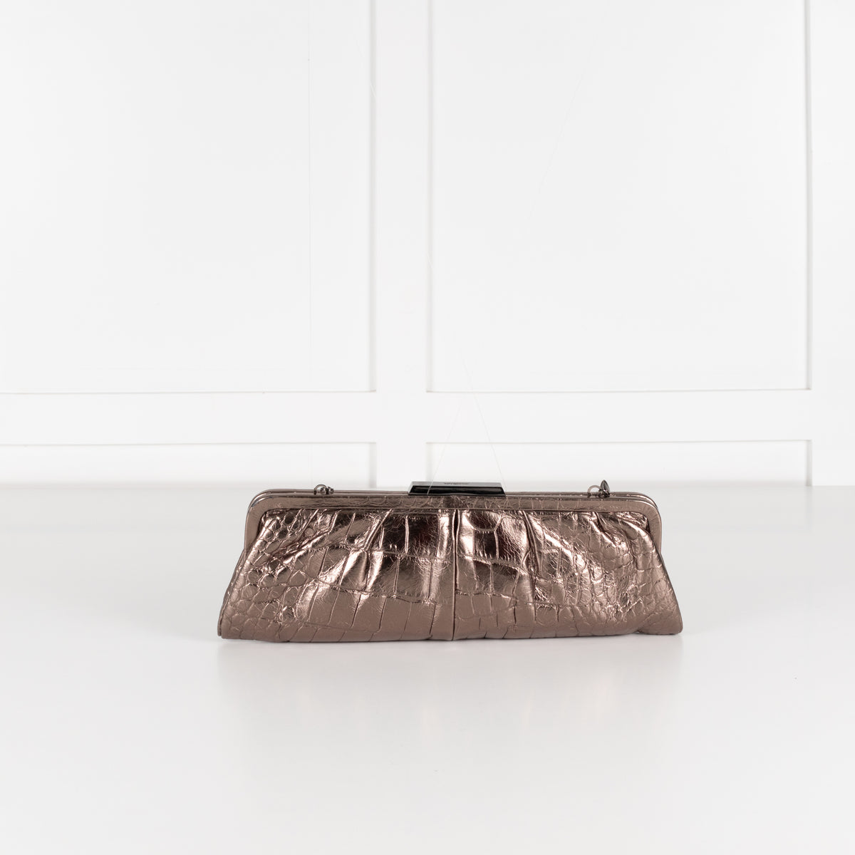 MarcCain Bronze Croc Embossed Clutch with Snake Chain