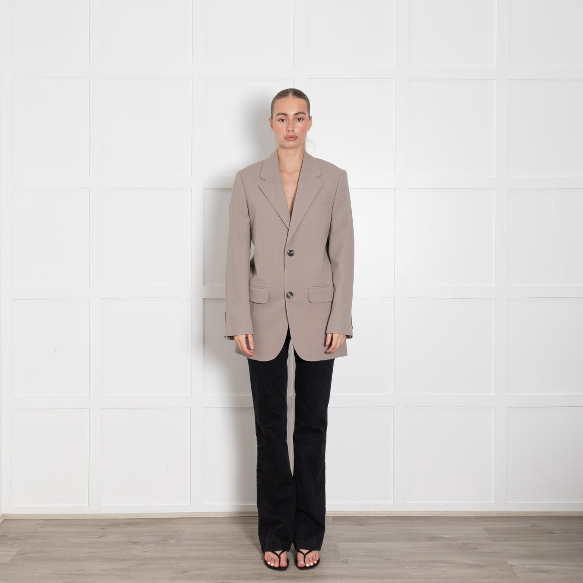 AMI Paris Oversized Taupe Wool Blazer