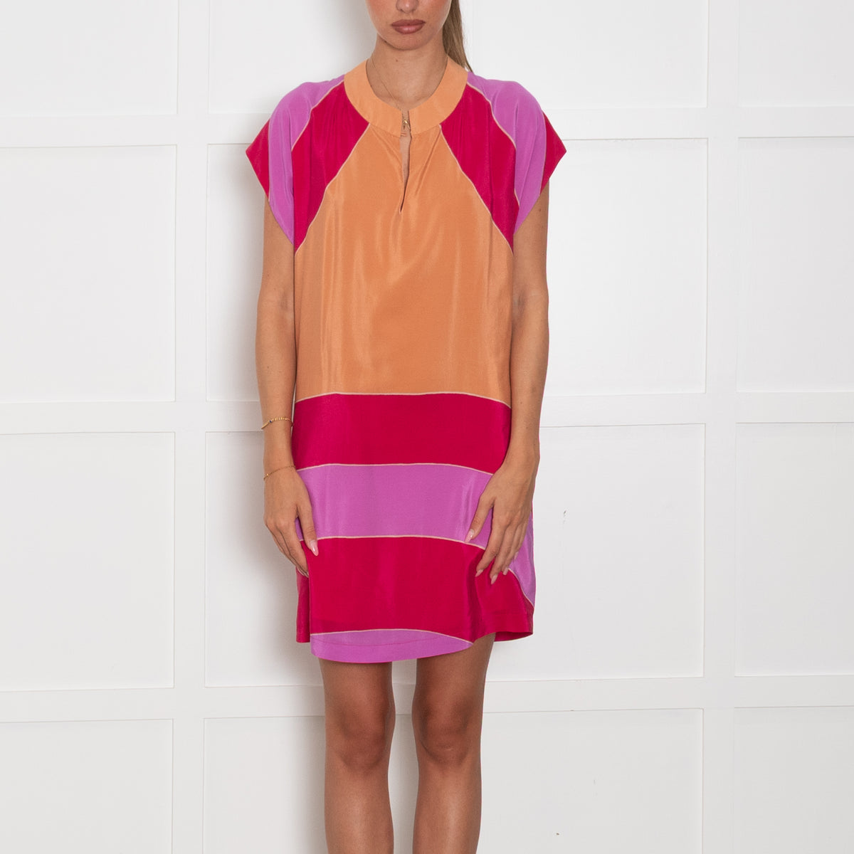 See By Chloe Orange Pink Sleeveless Mini Dress
