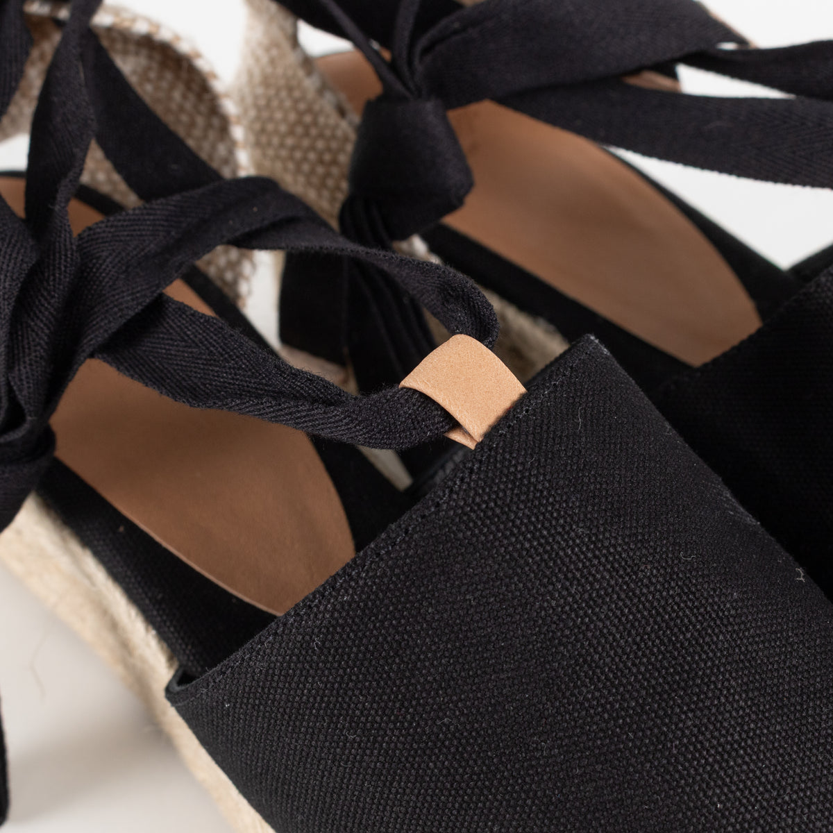 Castaner Black Linen Wedge Espadrilles