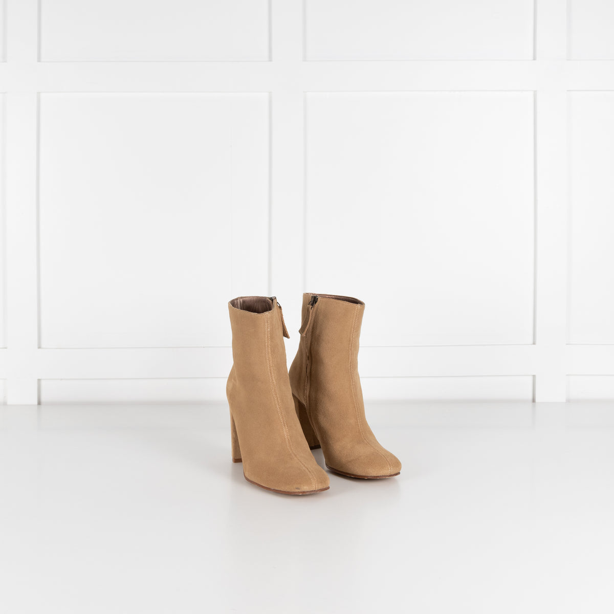 Penelope Chilvers Tan Suede Round Toe Ankle Boots