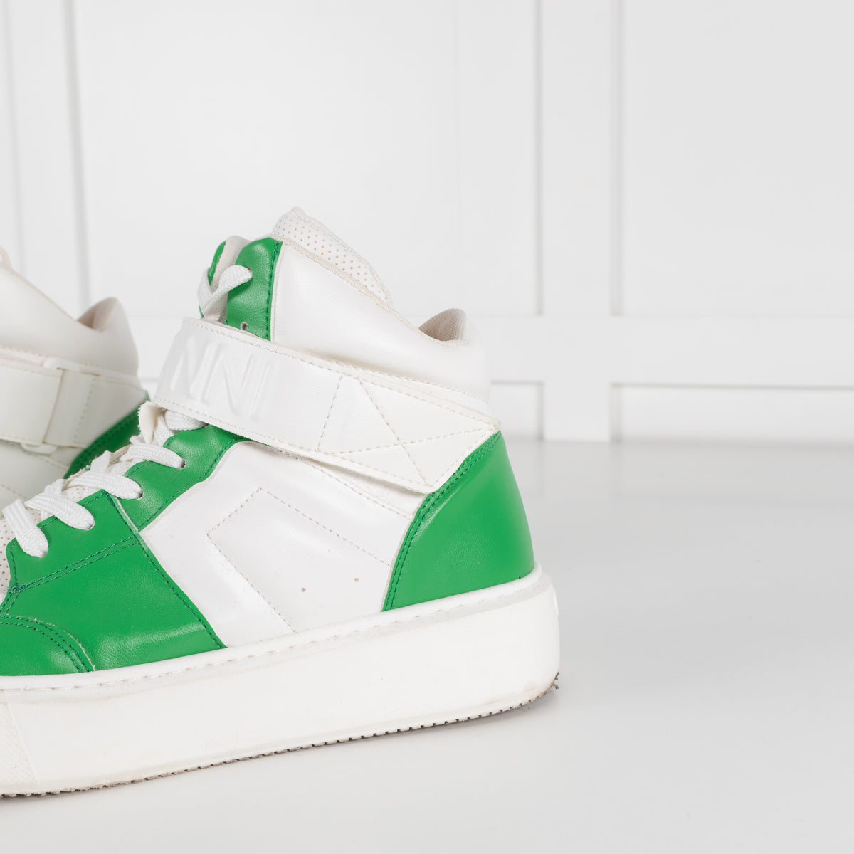 Ganni Green And White Cupsole High Top Trainers