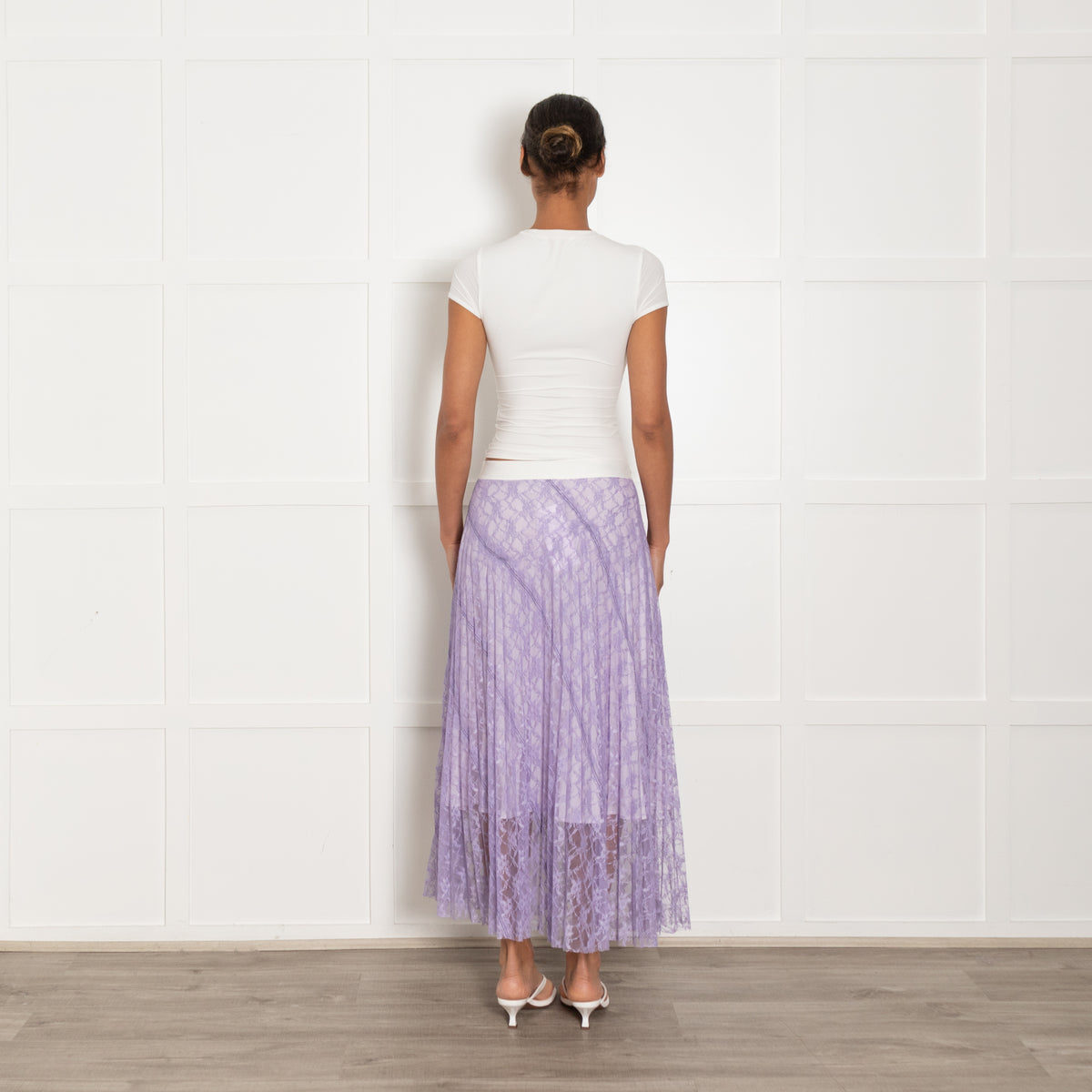 Sandro Lilac Lace White Elasticated Waist Skirt