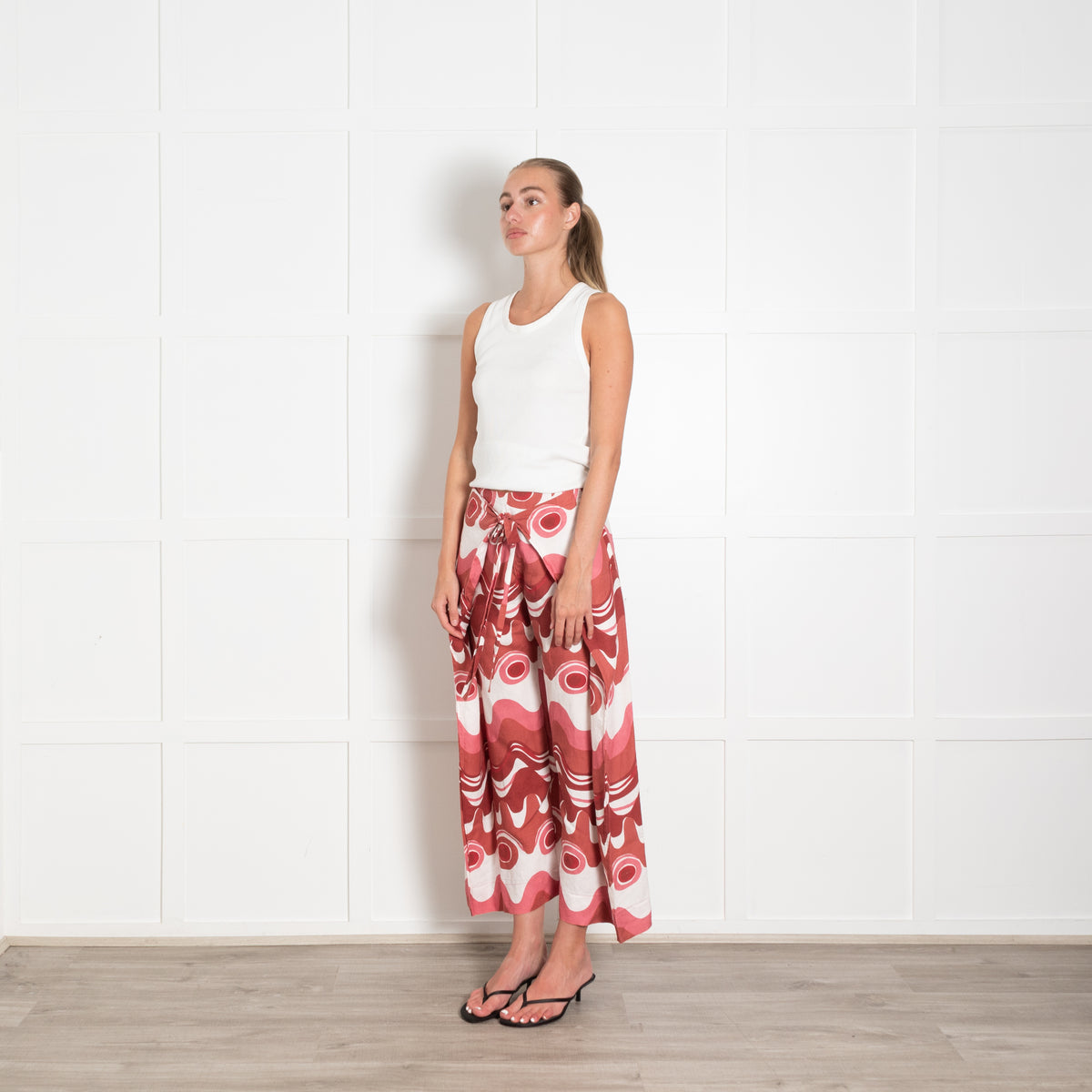 Cult Gaia Pink Linen Swirl Print Trousers