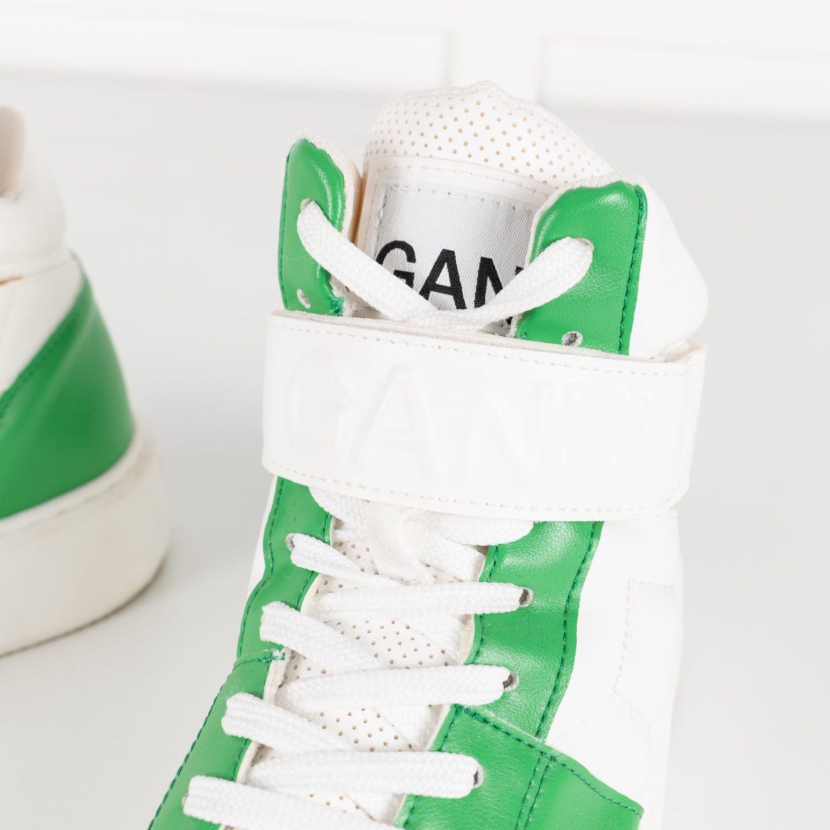 Ganni Green And White Cupsole High Top Trainers