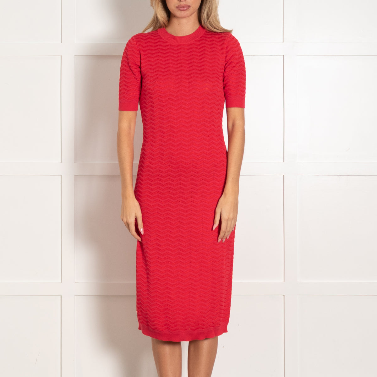 Missoni Red Pink Zig Zag Knitted Dress
