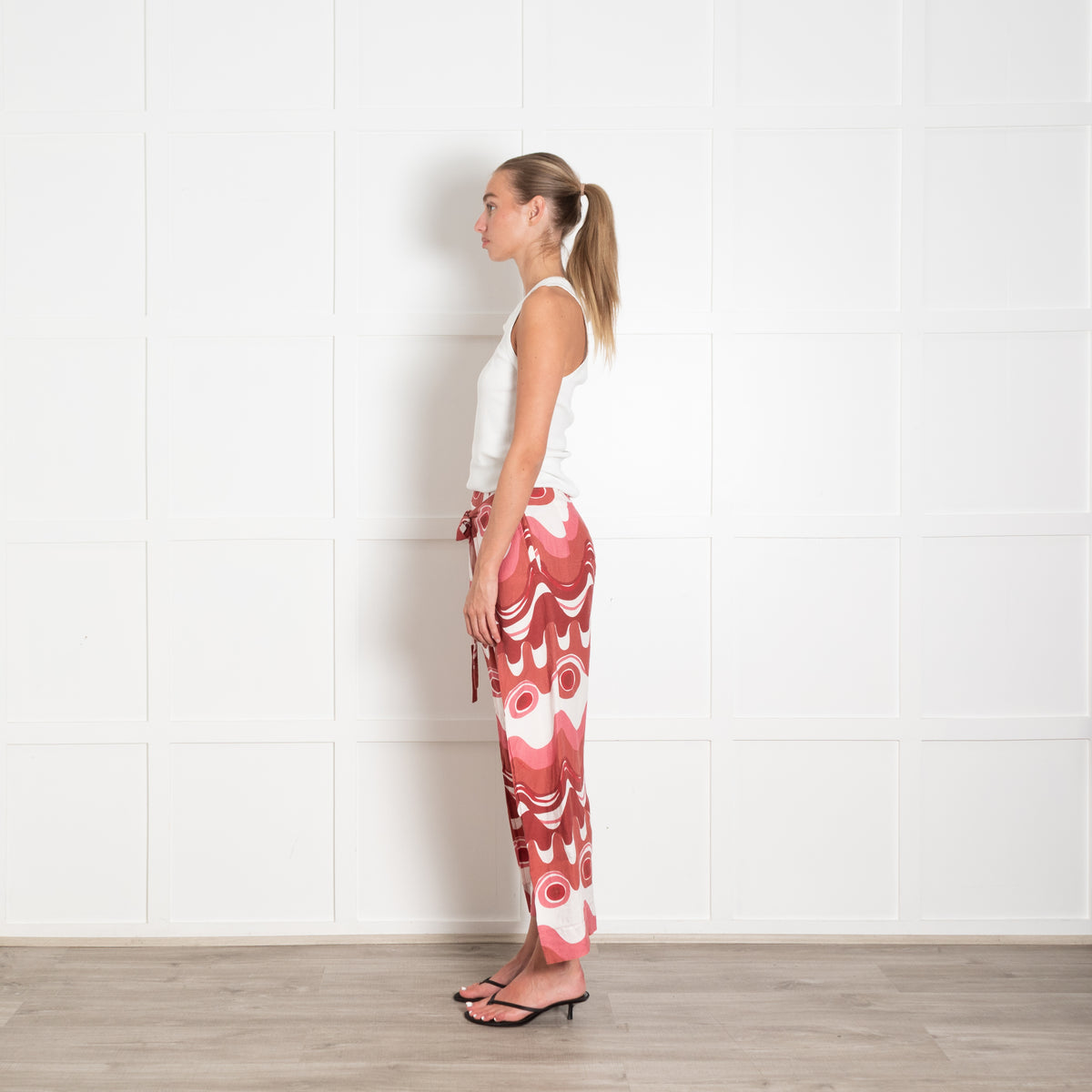Cult Gaia Pink Linen Swirl Print Trousers