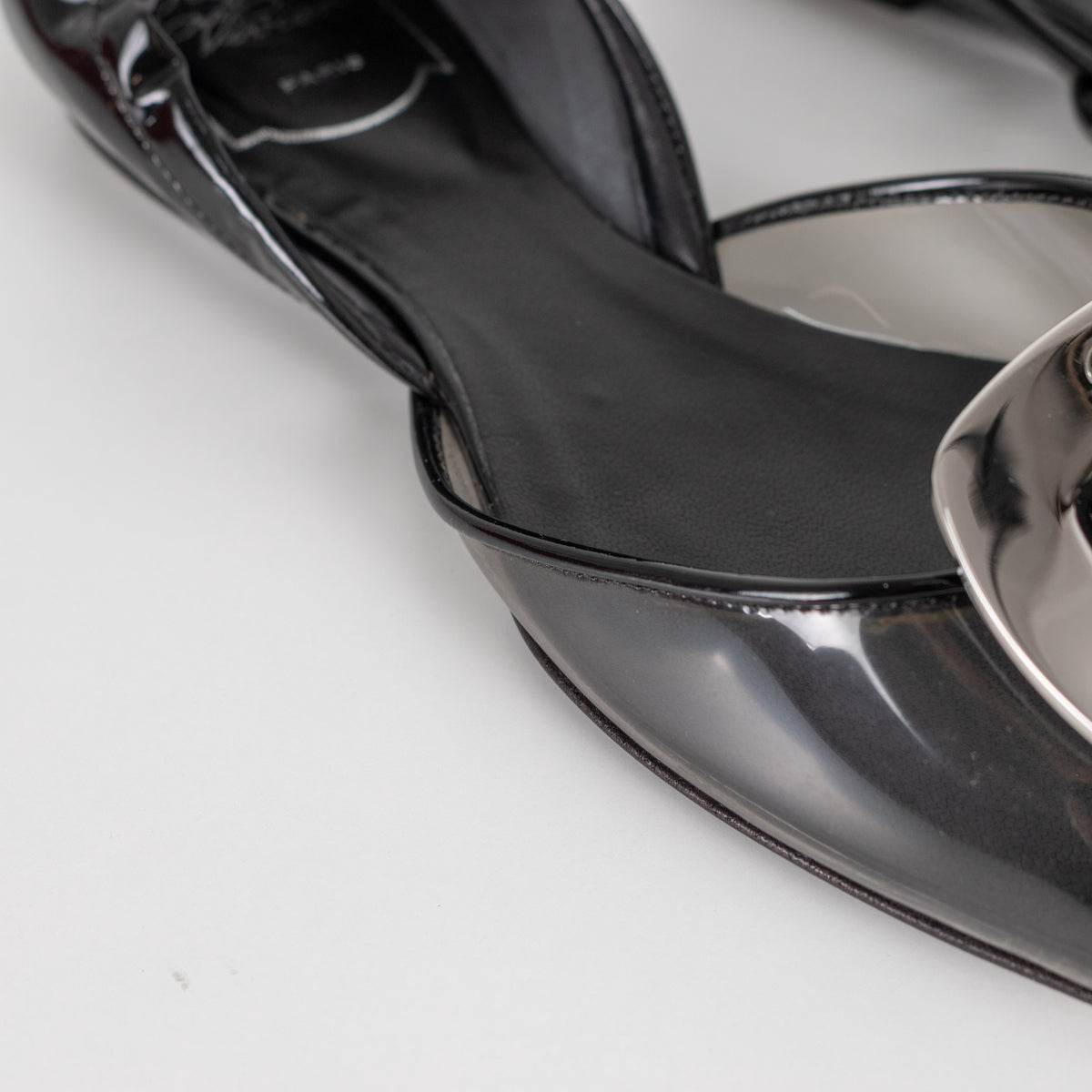 Roger Vivier Black Patent Leather And Vinyl Flat Shoes