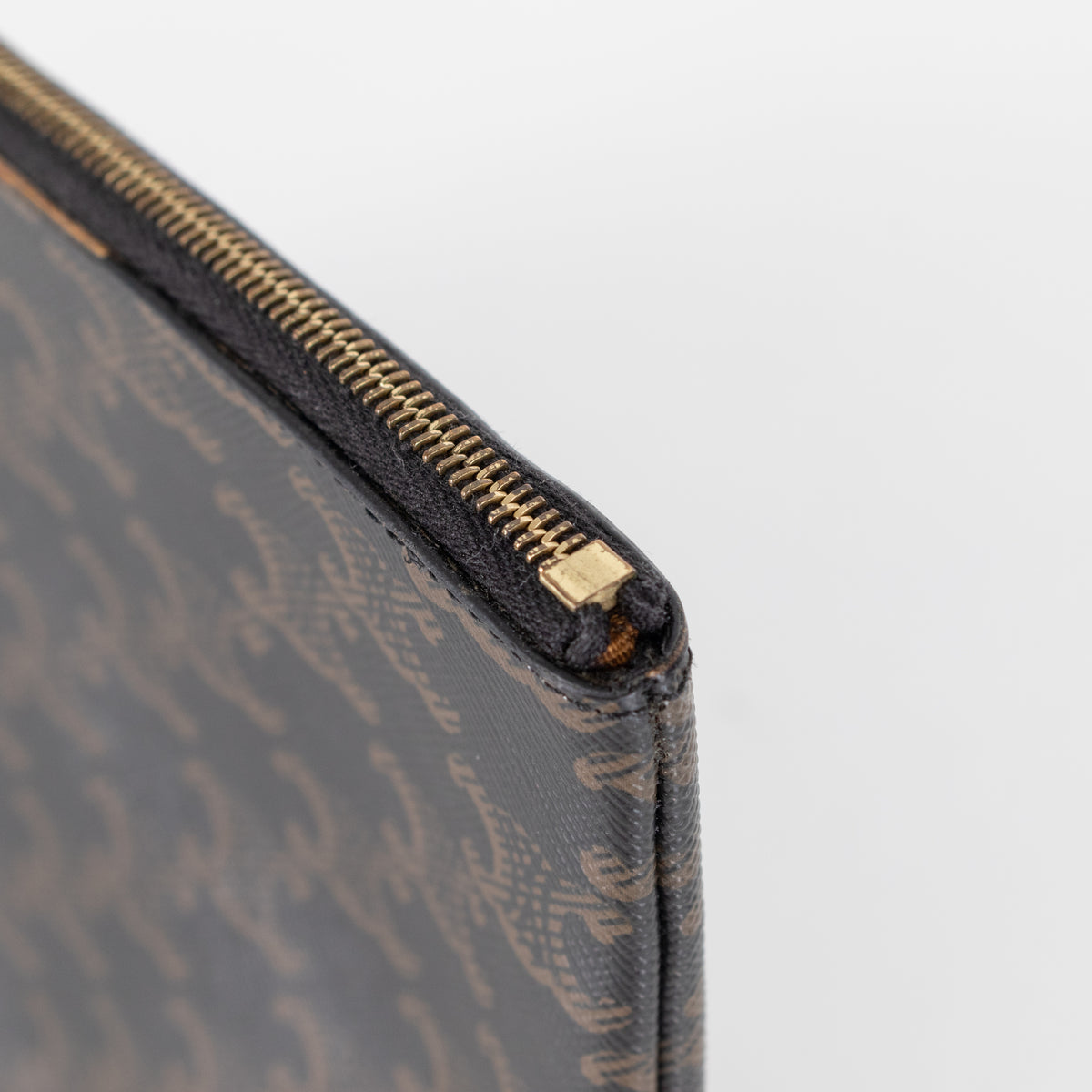 Celine Black Brown Triomphe Canvas Pouch