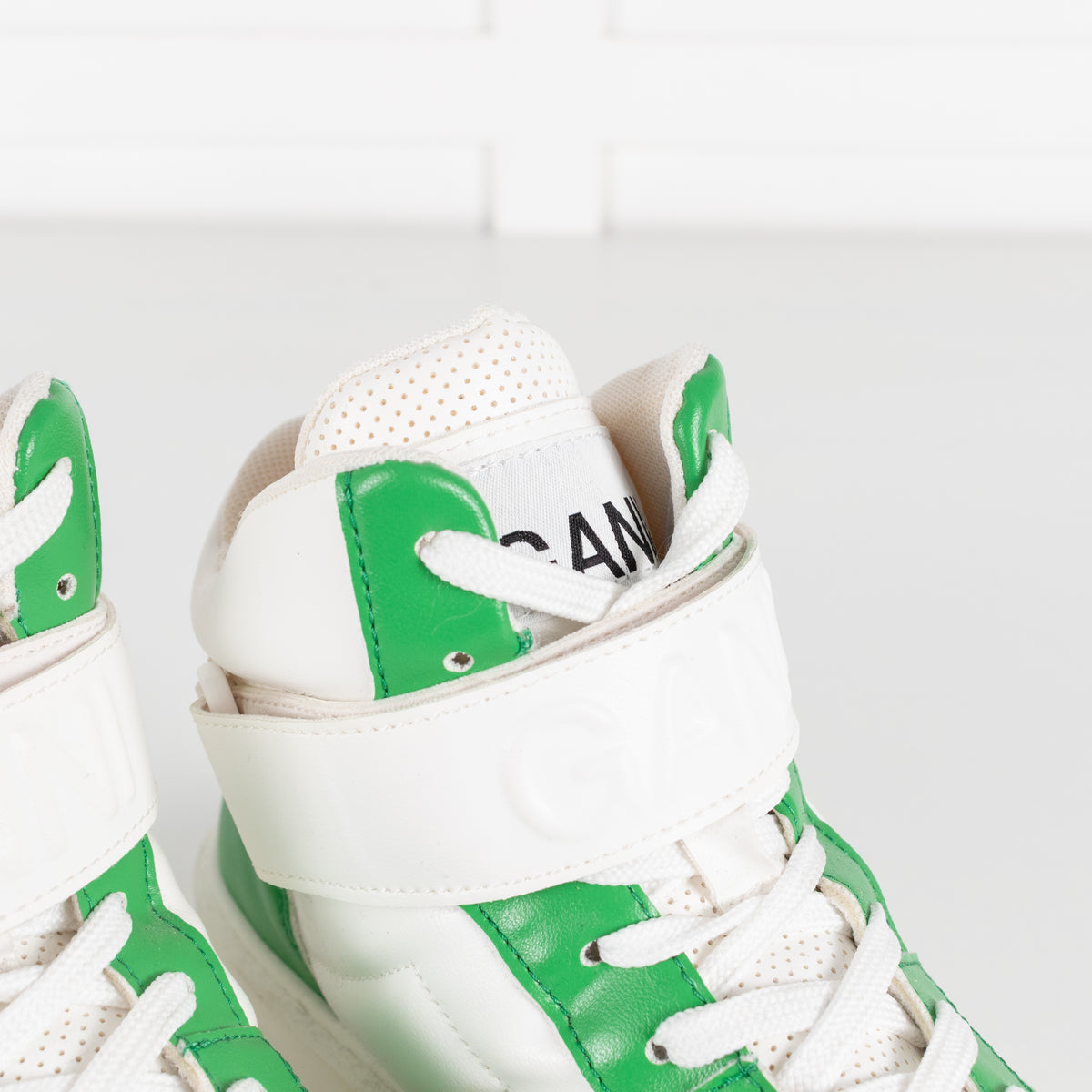 Ganni Green And White Cupsole High Top Trainers