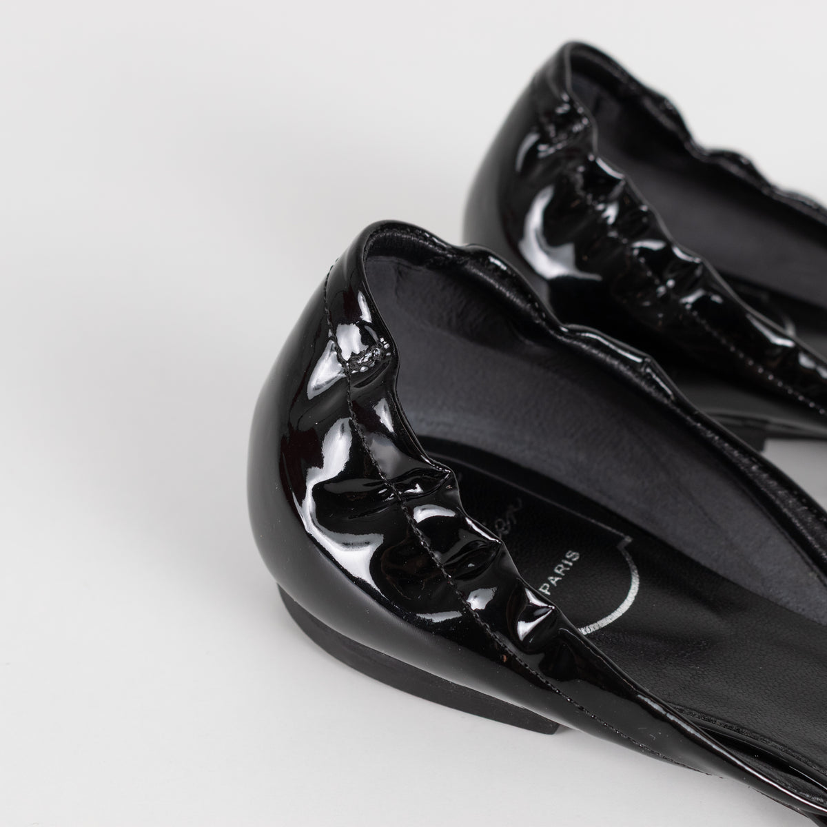 Roger Vivier Black Patent Leather And Vinyl Flat Shoes