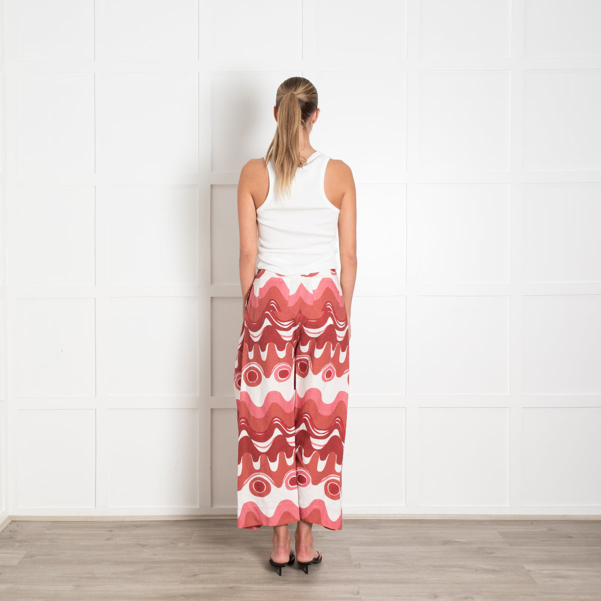 Cult Gaia Pink Linen Swirl Print Trousers
