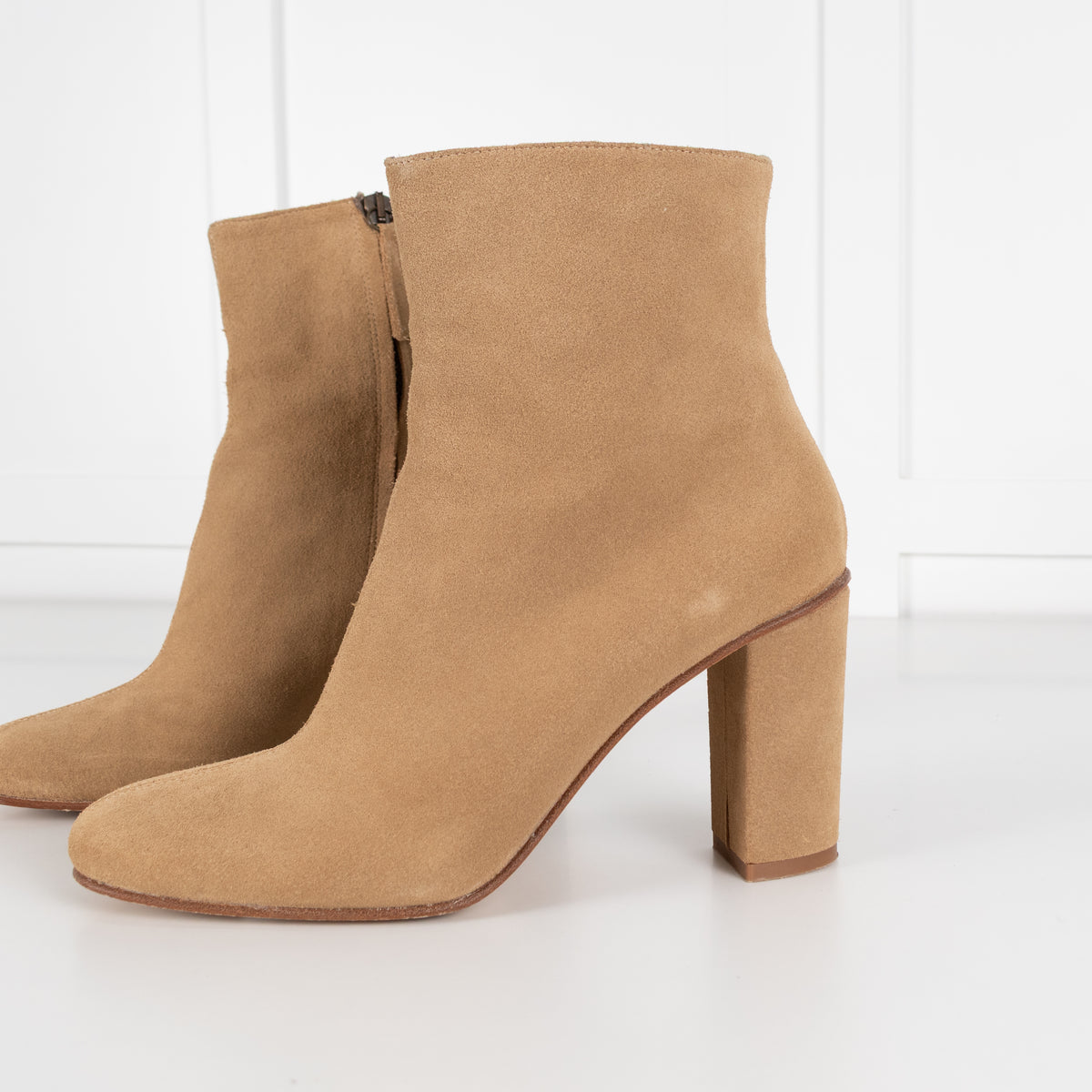 Penelope Chilvers Tan Suede Round Toe Ankle Boots