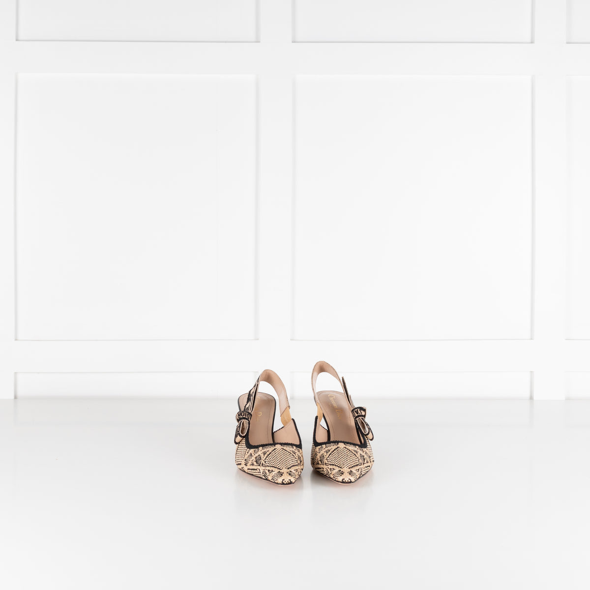 Christian Dior Beige Raffia Black J'Adior Slingbacks