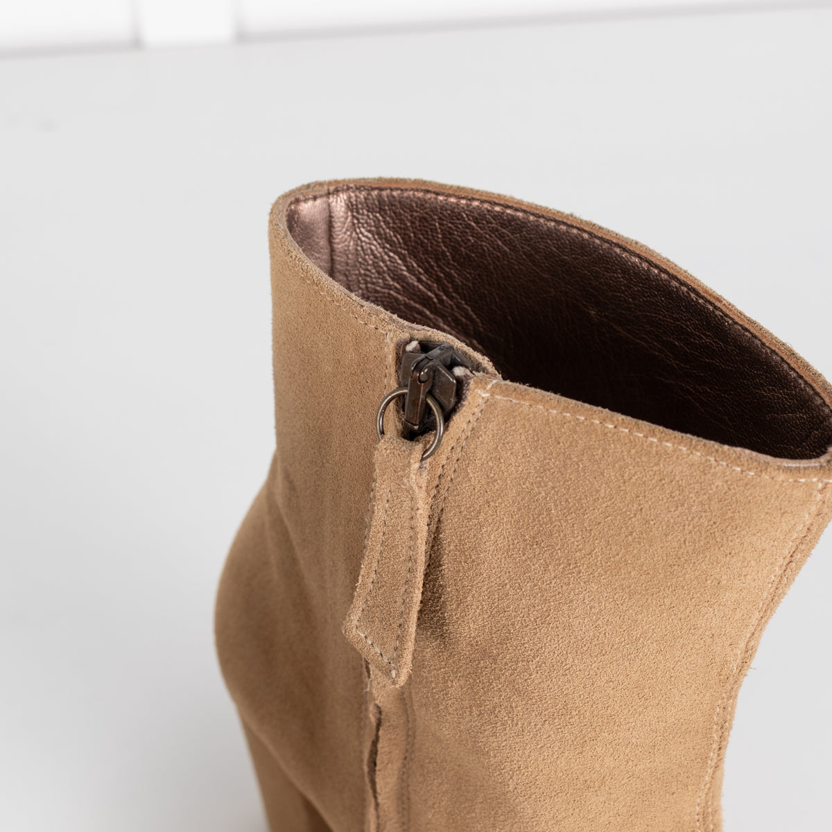 Penelope Chilvers Tan Suede Round Toe Ankle Boots