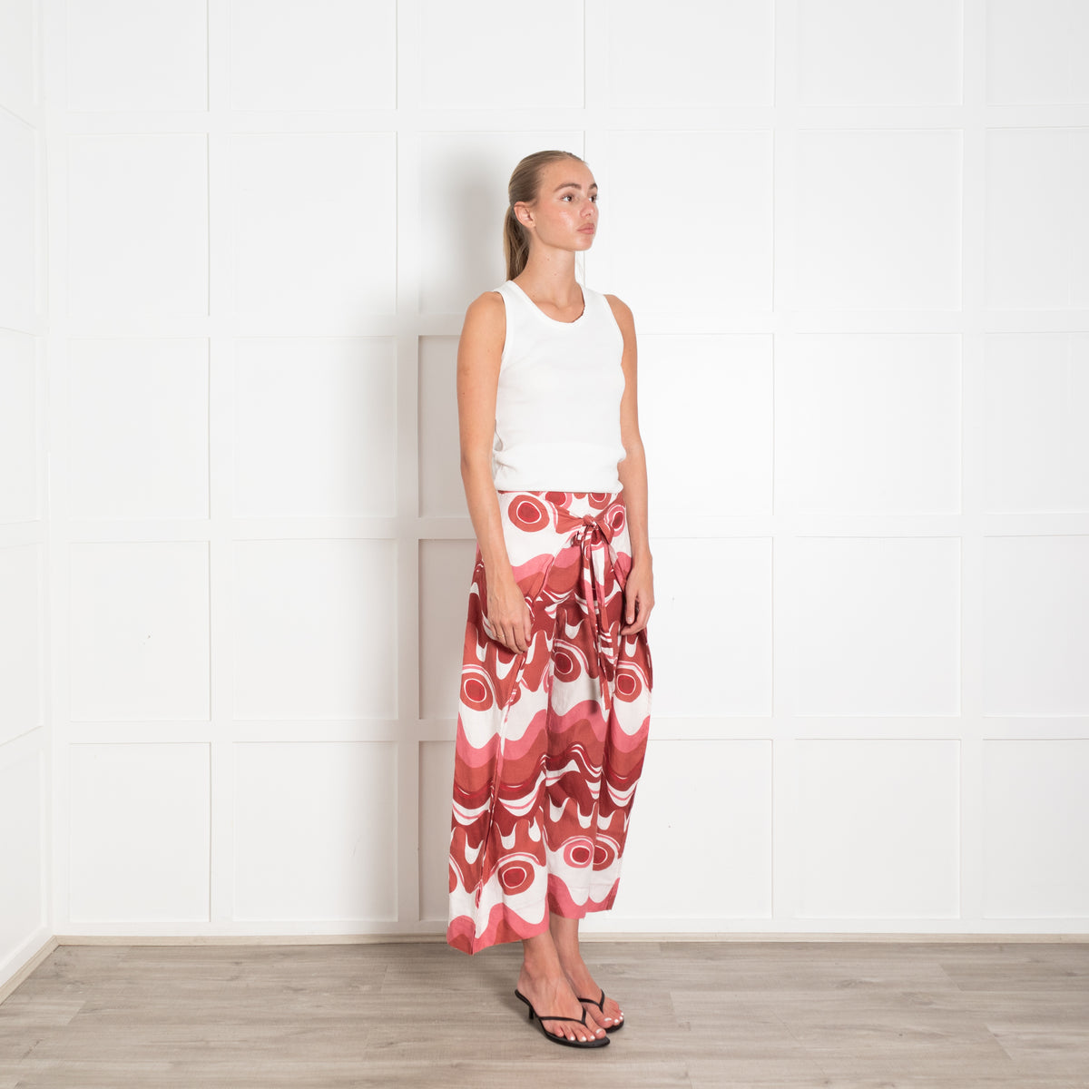 Cult Gaia Pink Linen Swirl Print Trousers