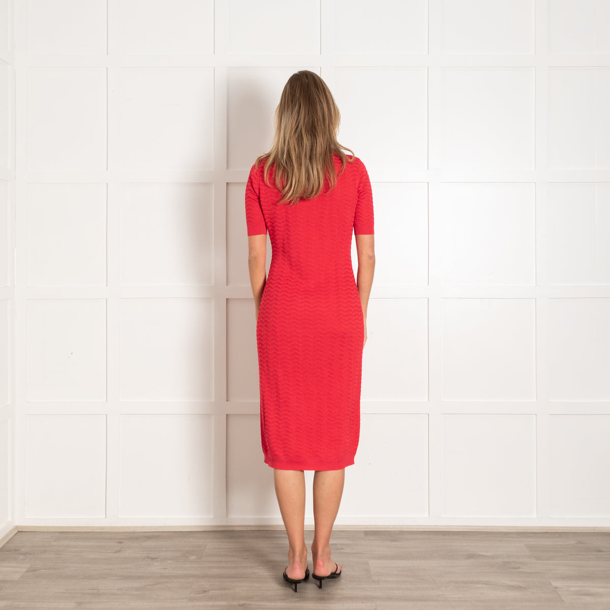 Missoni Red Pink Zig Zag Knitted Dress