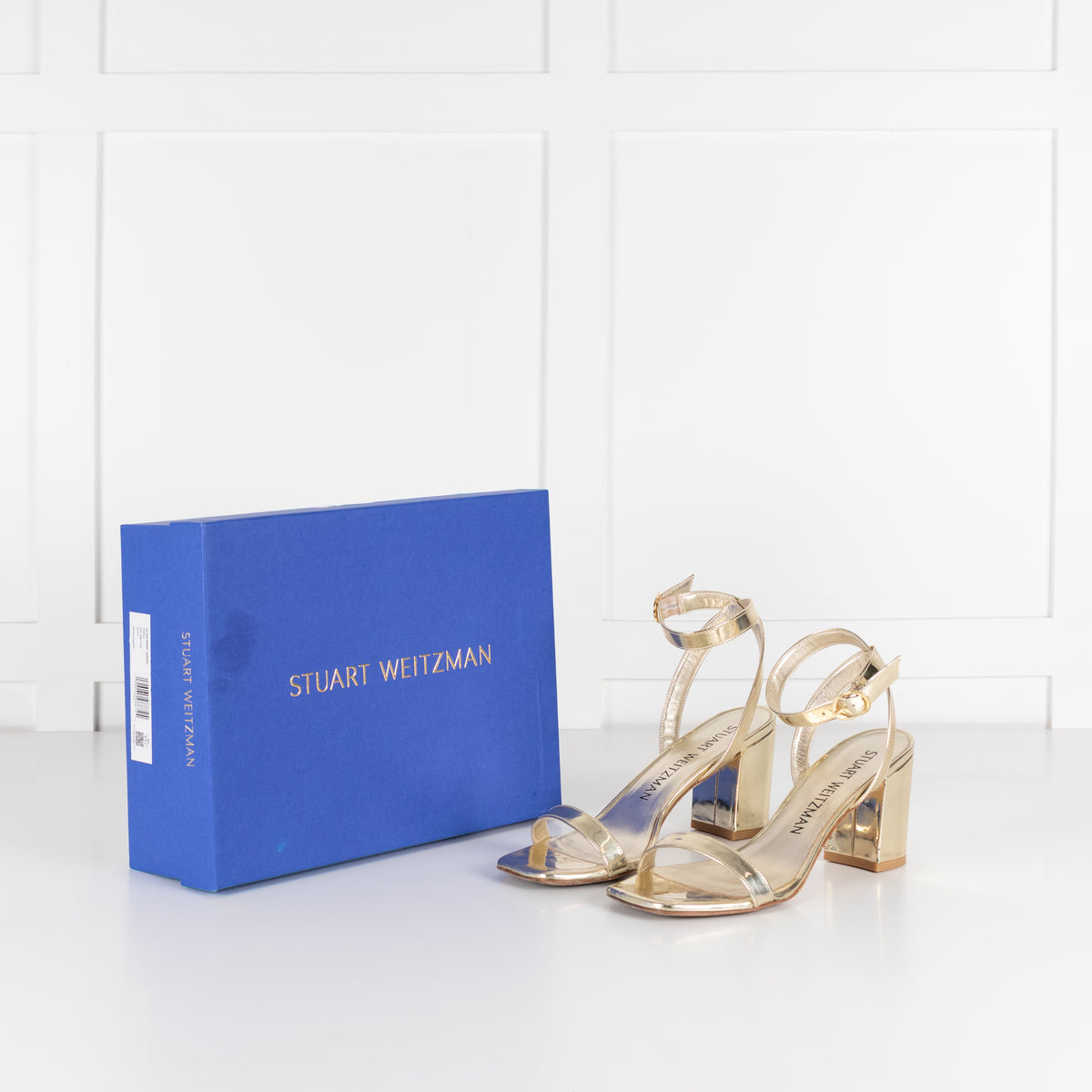 Stuart Weitzman Gold Block Heel Sandals