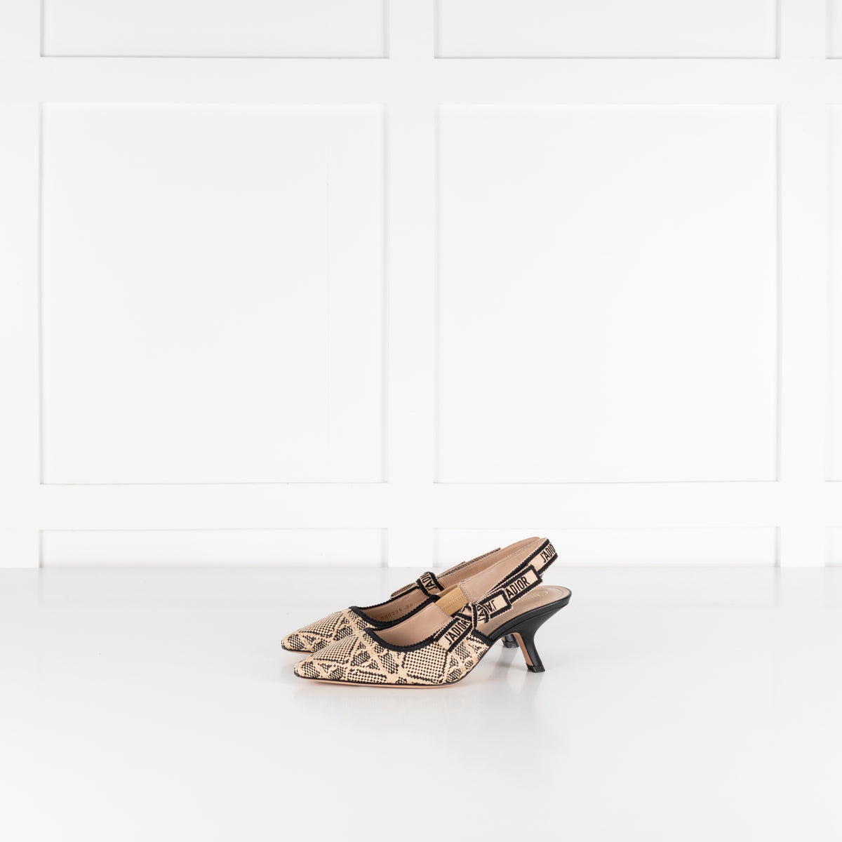 Christian Dior Beige Raffia Black J'Adior Slingbacks