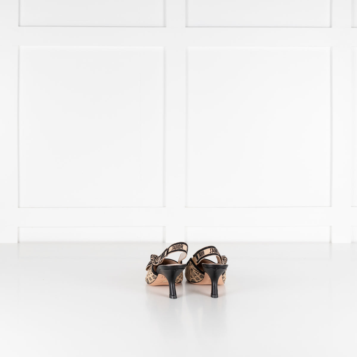 Christian Dior Beige Raffia Black J'Adior Slingbacks