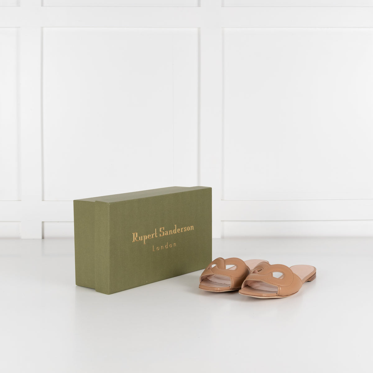 Rupert Sanderson Tan Lido Leather Flat Slider