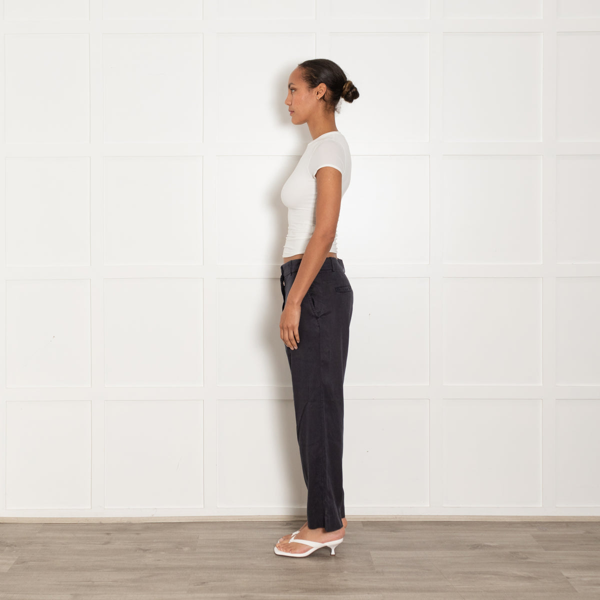 The Row Navy Cotton Blend Trousers