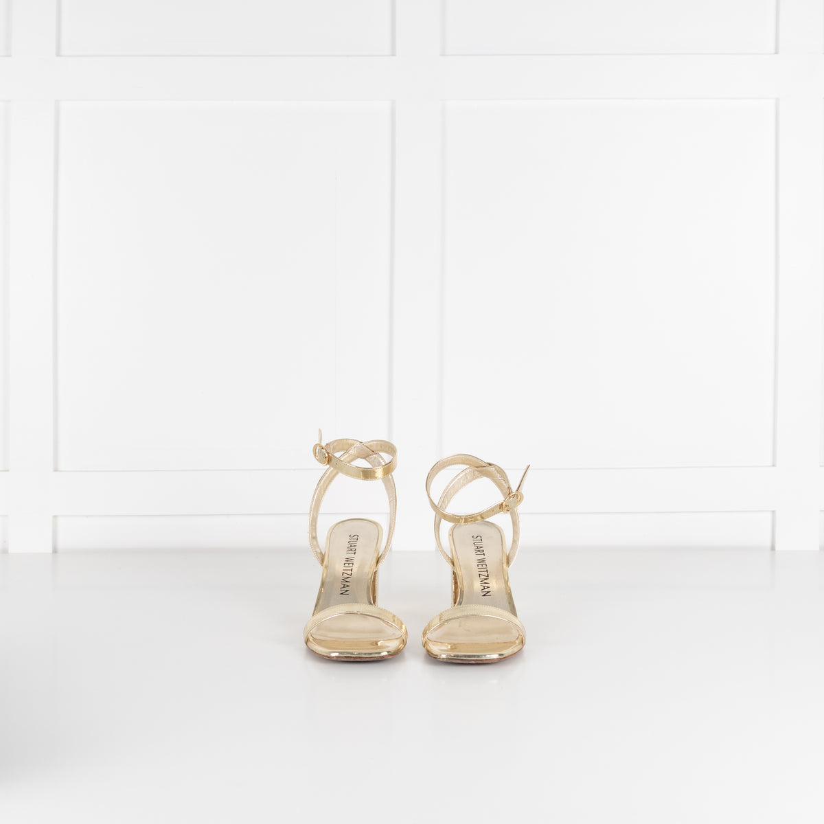 Stuart Weitzman Gold Block Heel Sandals