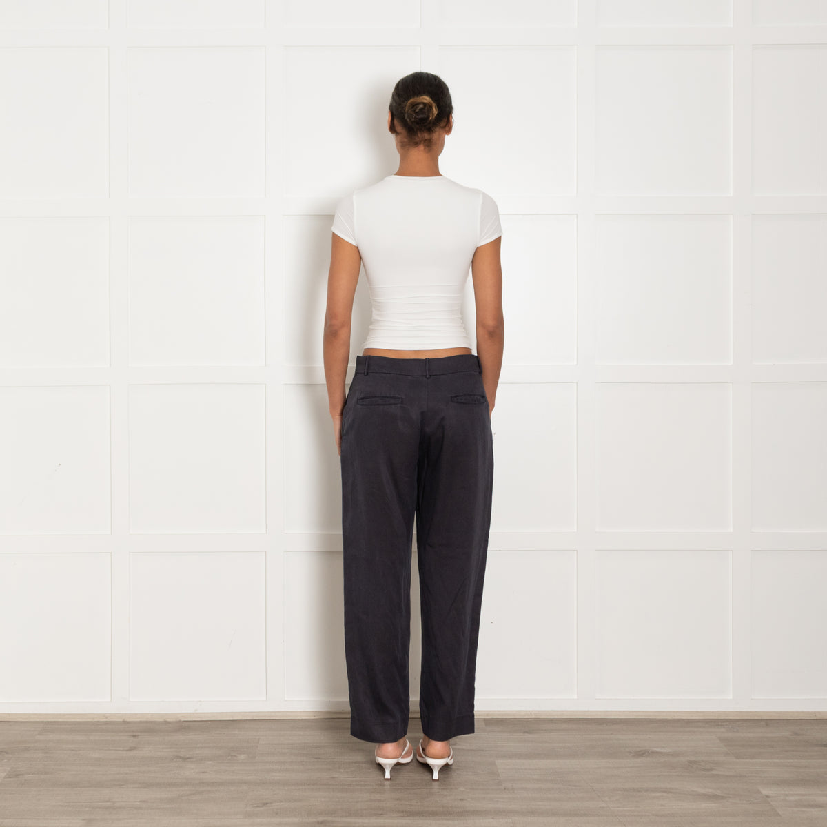 The Row Navy Cotton Blend Trousers