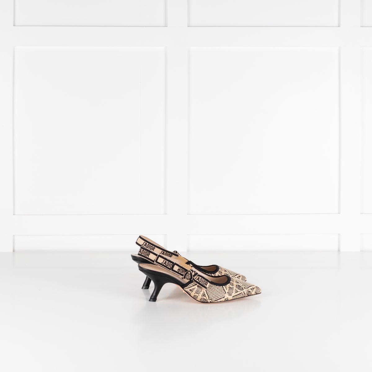 Christian Dior Beige Raffia Black J'Adior Slingbacks