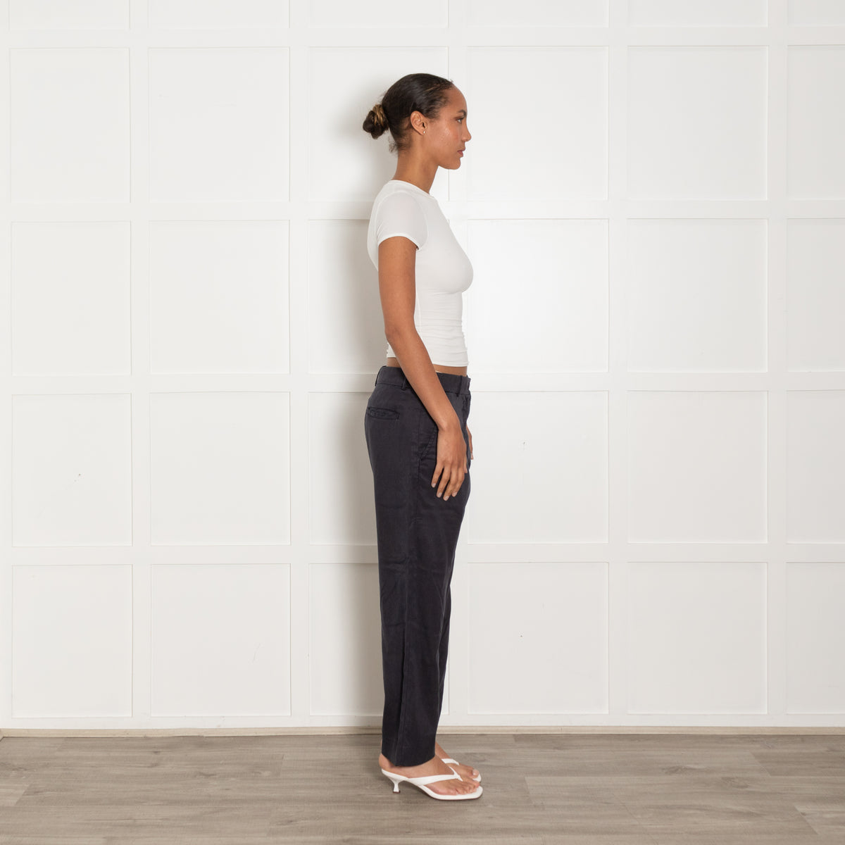 The Row Navy Cotton Blend Trousers