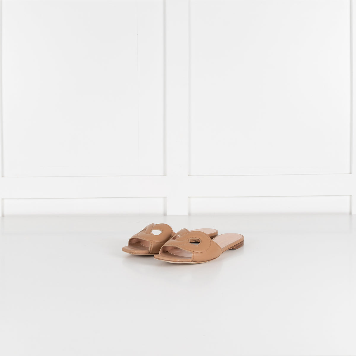 Rupert Sanderson Tan Lido Leather Flat Slider