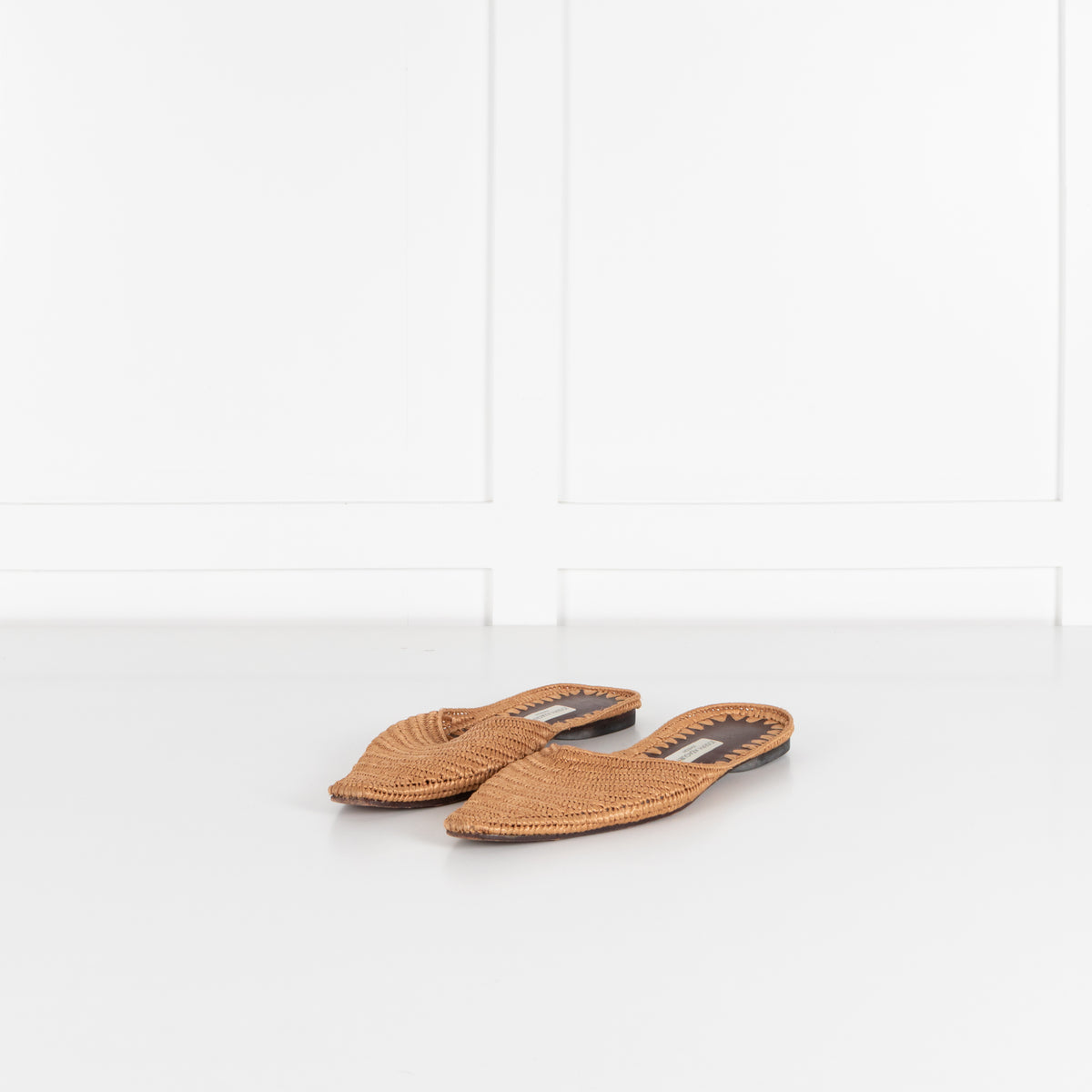 Joseph Azagury Beige Rafia Flat Mules