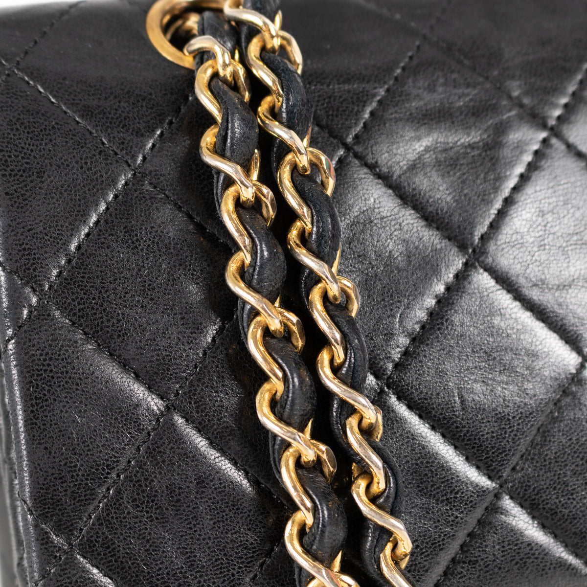 Chanel Black Lambskin Square Matelasse  Double Shoulder Bag