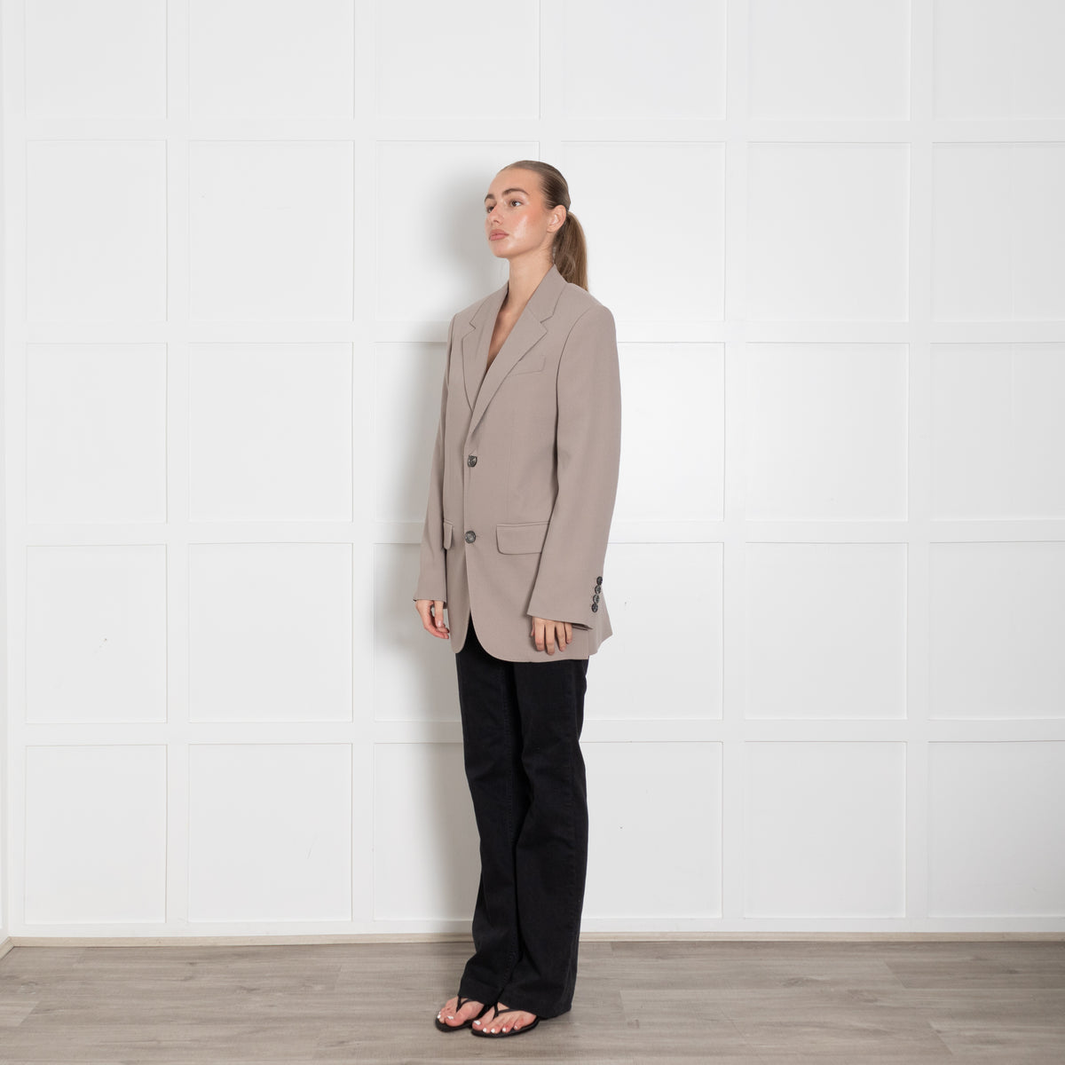 AMI Paris Oversized Taupe Wool Blazer