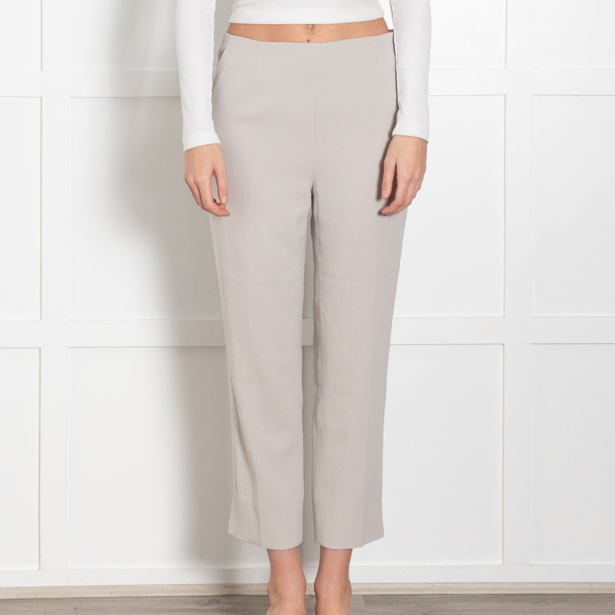 Paule Ka Light Grey Straight Leg Trousres