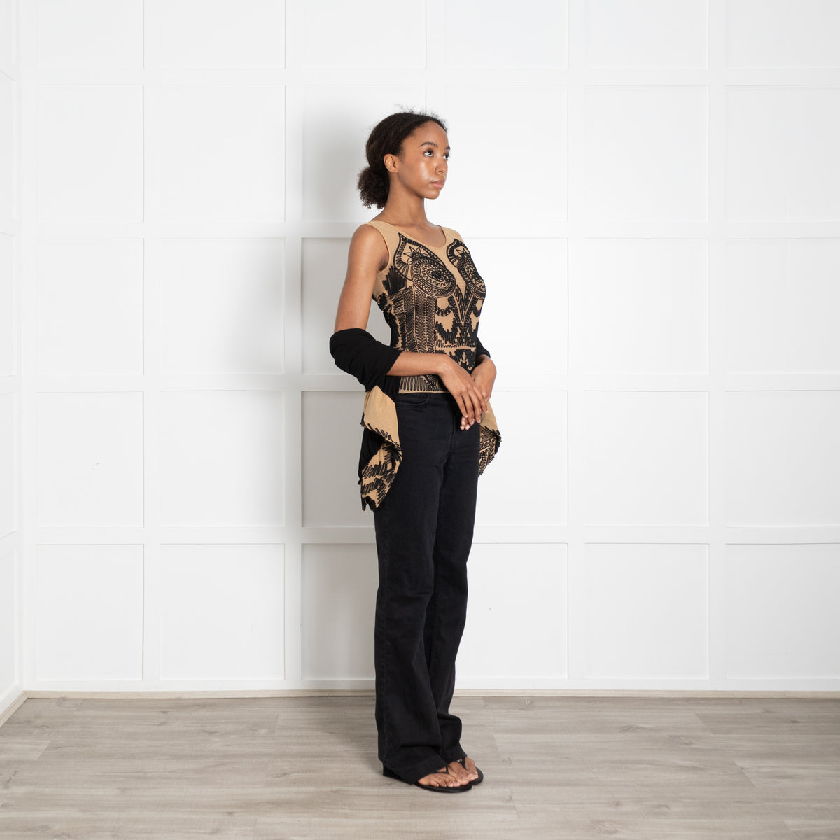 Jean Paul Gaultier Mesh Embellished Top with Matching Shawl