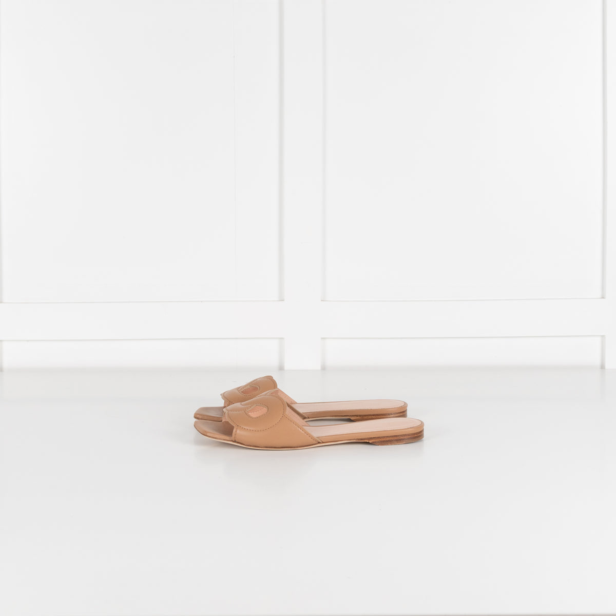 Rupert Sanderson Tan Lido Leather Flat Slider