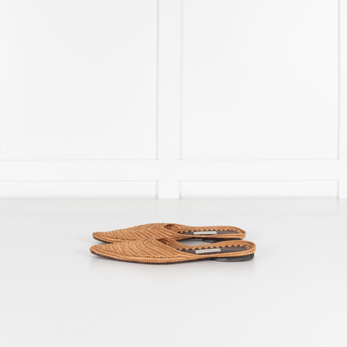 Joseph Azagury Beige Rafia Flat Mules