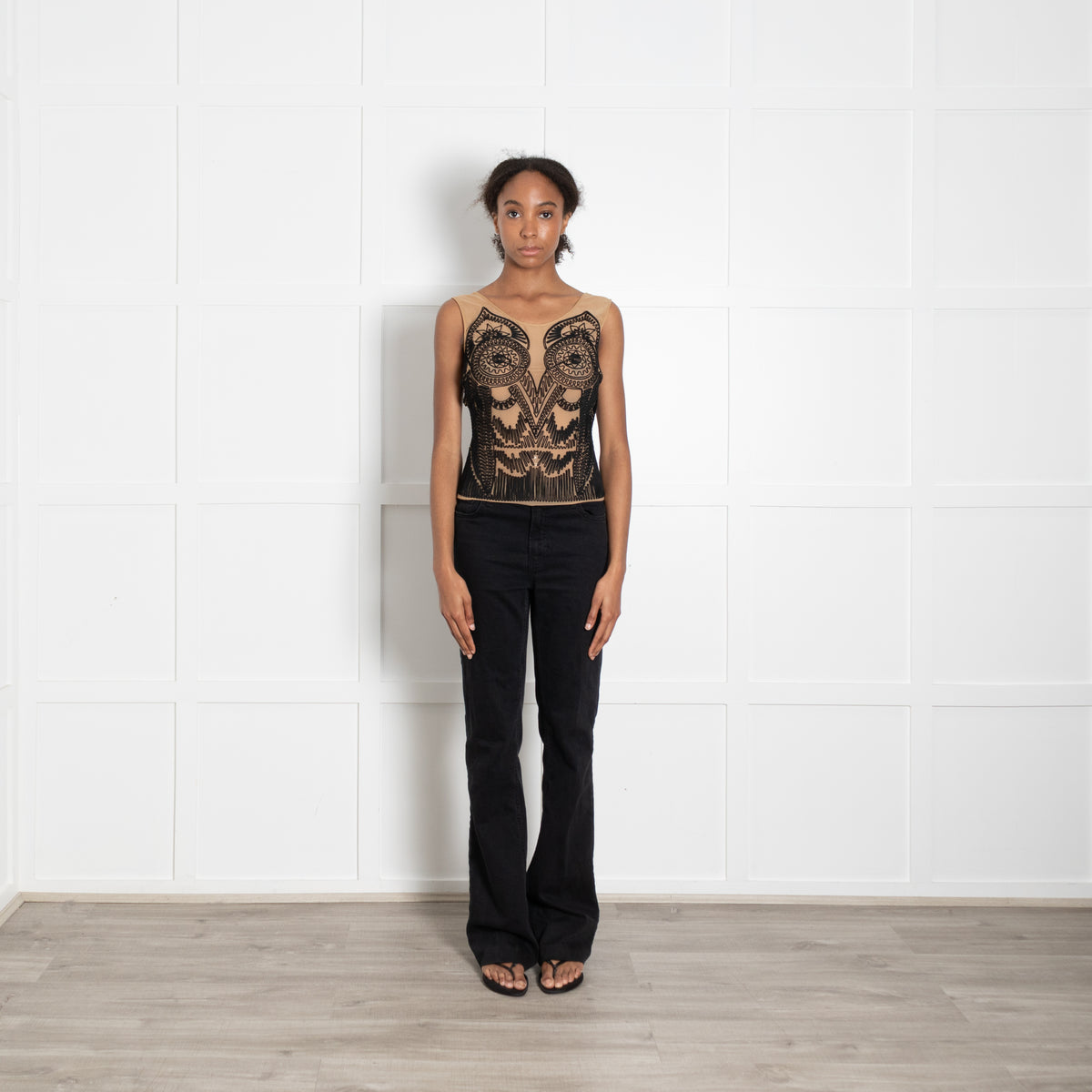 Jean Paul Gaultier Mesh Embellished Top with Matching Shawl