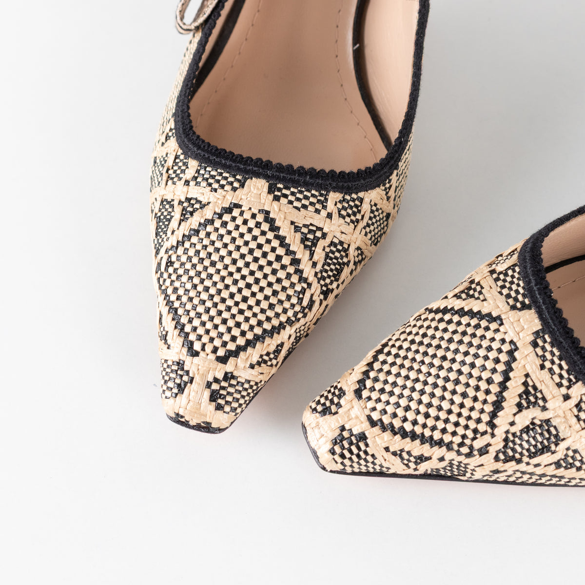 Christian Dior Beige Raffia Black J'Adior Slingbacks