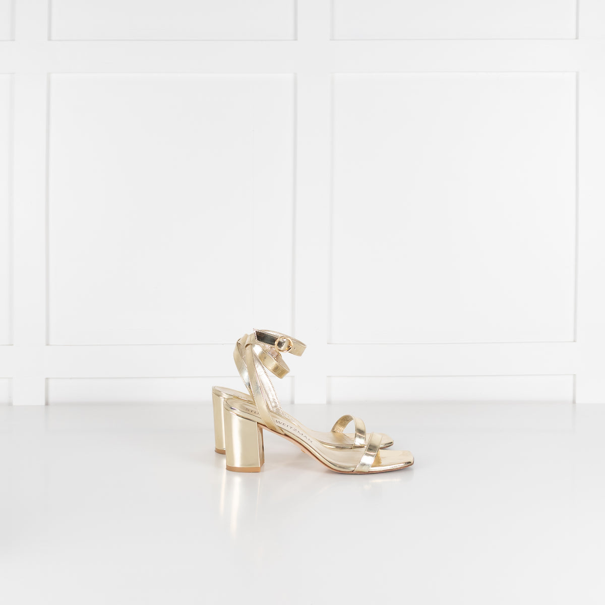 Stuart Weitzman Gold Block Heel Sandals