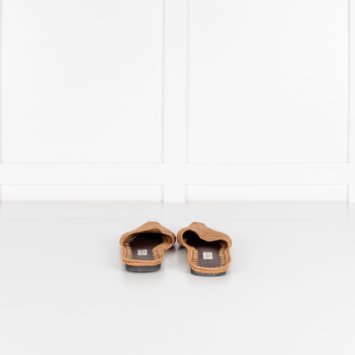 Joseph Azagury Beige Rafia Flat Mules