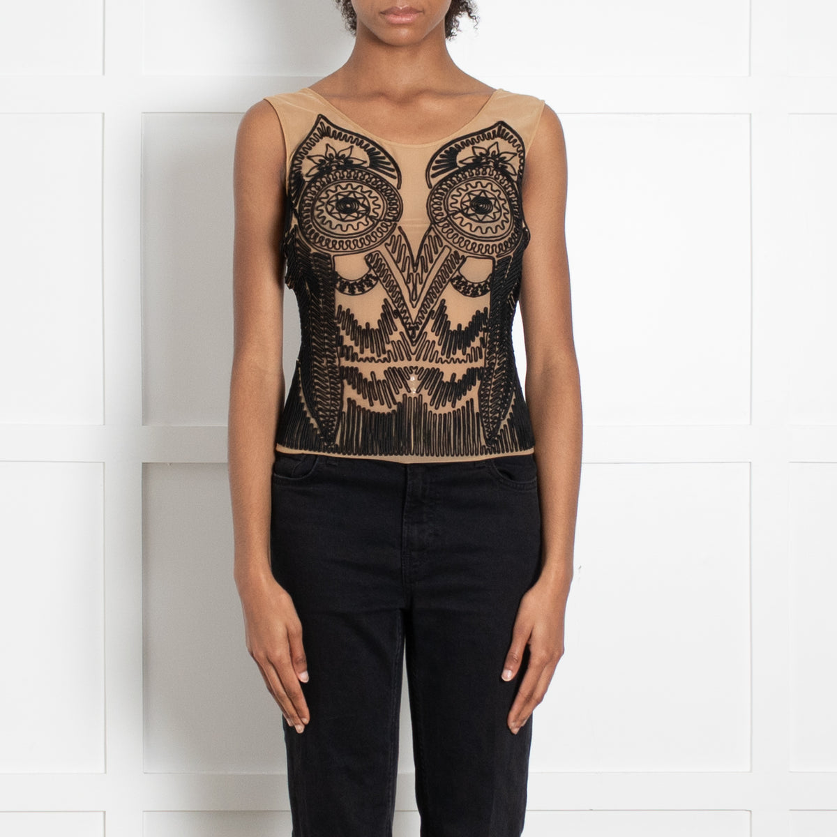 Jean Paul Gaultier Mesh Embellished Top with Matching Shawl