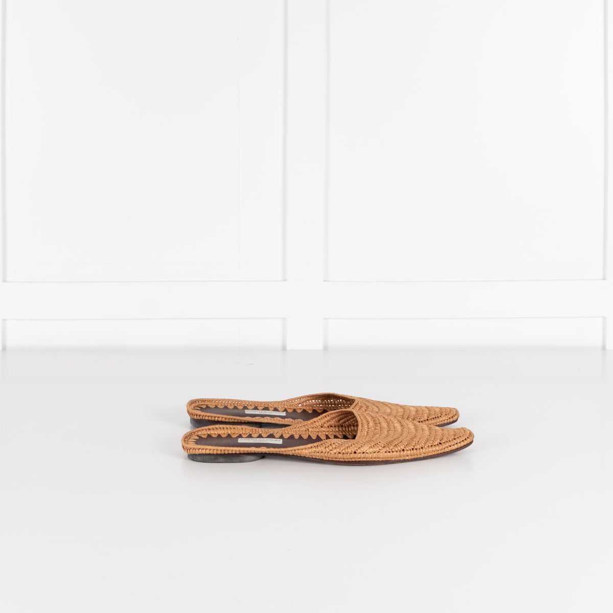 Joseph Azagury Beige Rafia Flat Mules