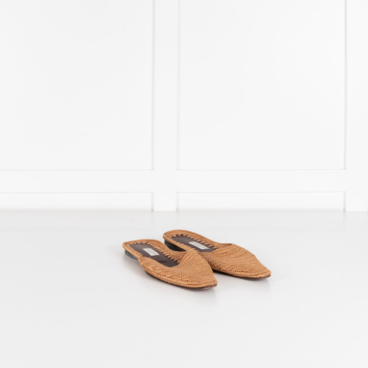 Joseph Azagury Beige Rafia Flat Mules