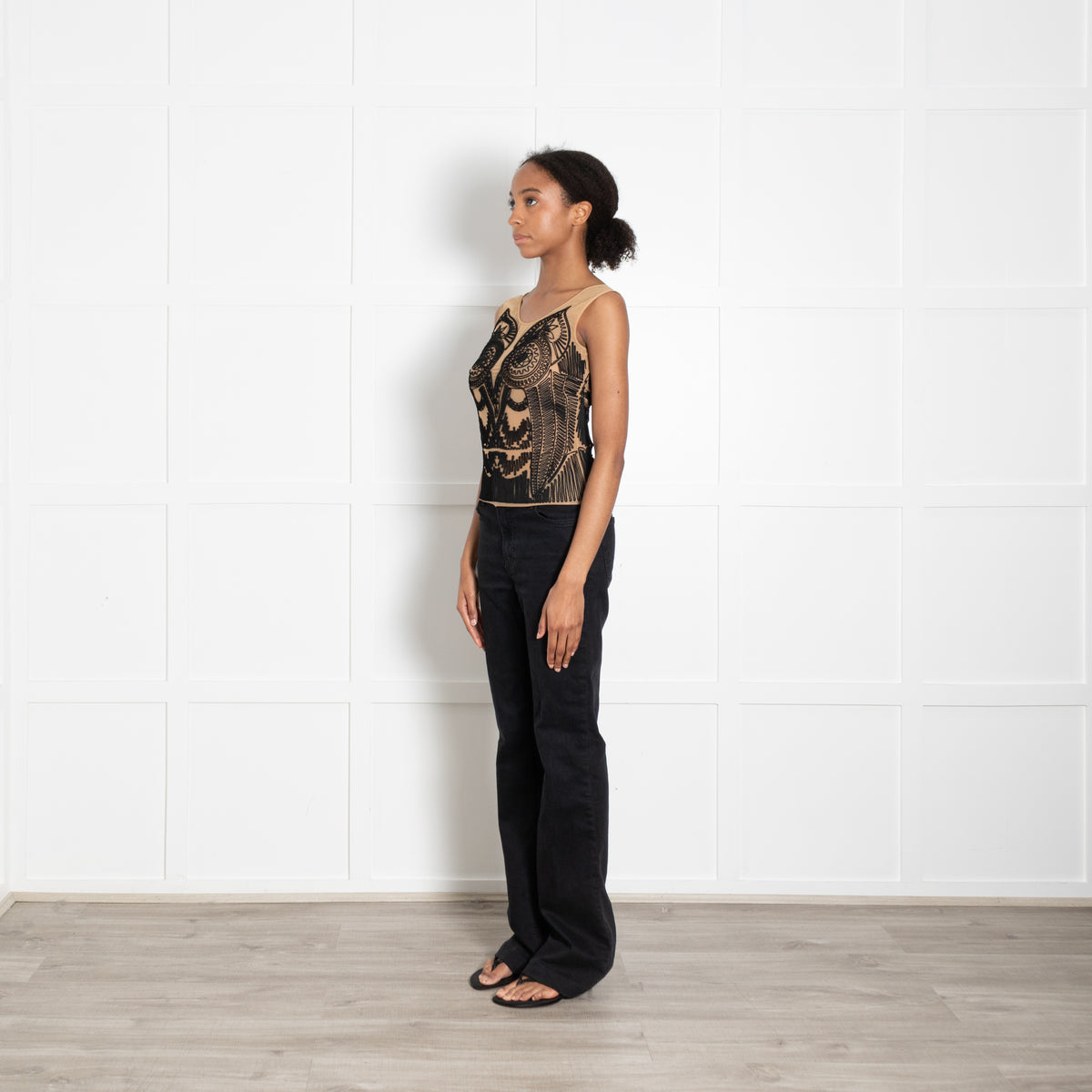 Jean Paul Gaultier Mesh Embellished Top with Matching Shawl