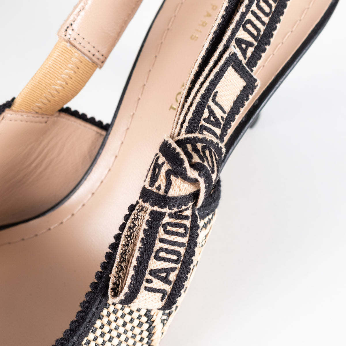 Christian Dior Beige Raffia Black J'Adior Slingbacks