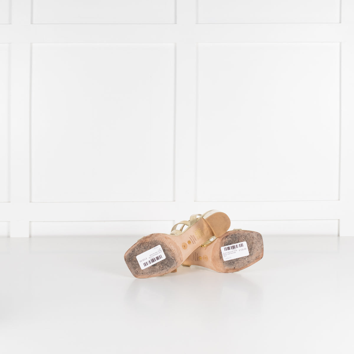Stuart Weitzman Gold Block Heel Sandals